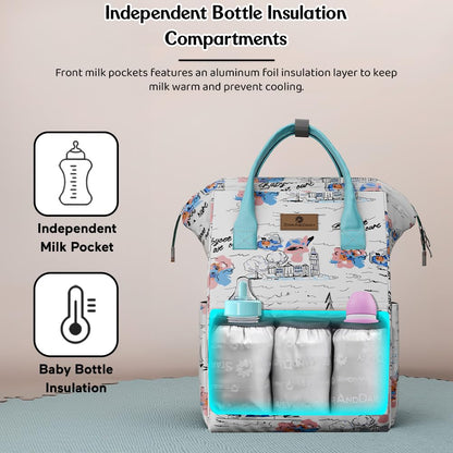 StarAndDaisy Baby Diaper Bag for Mother Travel/Diaper Bags for Mother for Travel with Laptop Pocket, Multi Compartments, Insulated Bottle Pockets, Waterproof, Ultra soft fabric - White