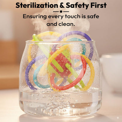 StarAndDaisy Baby Teether Tube Ball Loopi Toy and Rattle/Grab, Chew, and Shake Teething Rattle Toy/Plastic Center for Easy Cleaning and No Exposed Screws/Infant Safe for Plus 0 Months