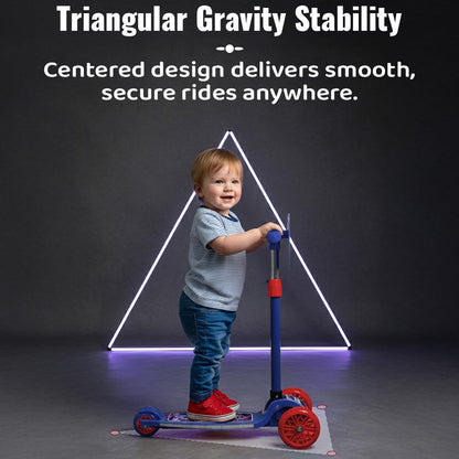 StarAndDaisy X NASA Kick Scooter for Kids 3+ Years, Foldable Skate Scooter for Children Girls & Boys with Multi-Level Height Adjustment, LED Wheels & Brakes -(Officially Licensed) (Red-Blue)