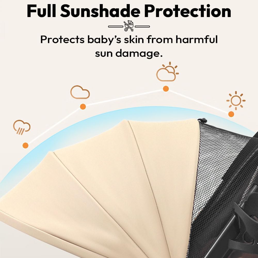 StarAndDaisy Foldable Stroller for Baby 0-3 Years Infant & Toddler / Travel Pram for Baby with Adjustable Canopy & Footrest with Lockable Wheels, Multi-Level Recline , Removable Tray , Safety Harness Belt - Grey