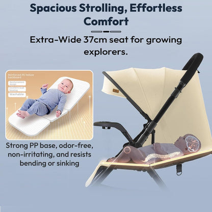 StarAndDaisy Stroller for Baby Boy Girl 0 to 5 Years/Foldable Baby Stroller Light Weight with Multi-Level Seat Recline, 5 Point Safety Belt, Pram for Kids- Khaki