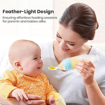 StarAndDaisy Squeeze Spoon +4 Month Baby, BPA Freen Premium Baby Food Feeder Squeeze Spoon with Leak Proof Sheet Cover, 90ML Bottle, Soft Silicone Tip- Pink
