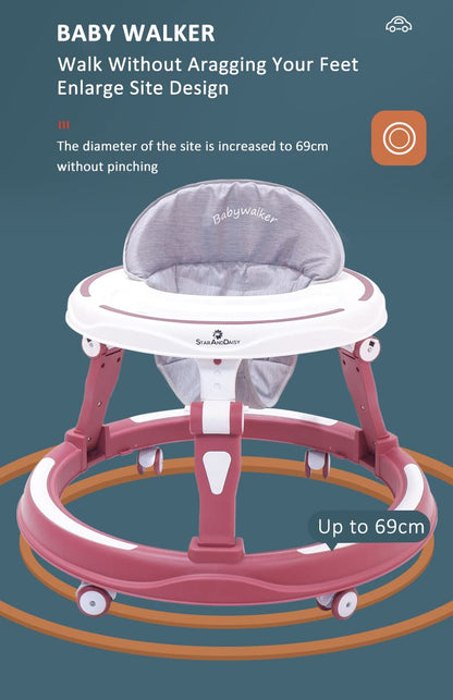 StarAndDaisy Baby Walkers 6-24 Month Boy & Girl / 360° Walker for Kids 1 Years with Multi Adjustable Height/Multi-Function Baby Walker with Anti-Rollover - (Red)