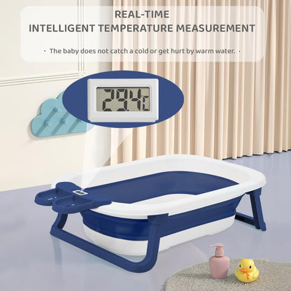 StarAndDaisy Baby Bath Tub for 0 to 5 Years/Folding Large Baby Bathtub with Temperature Meter/Safe & Comfortable Bathing tub for Kids