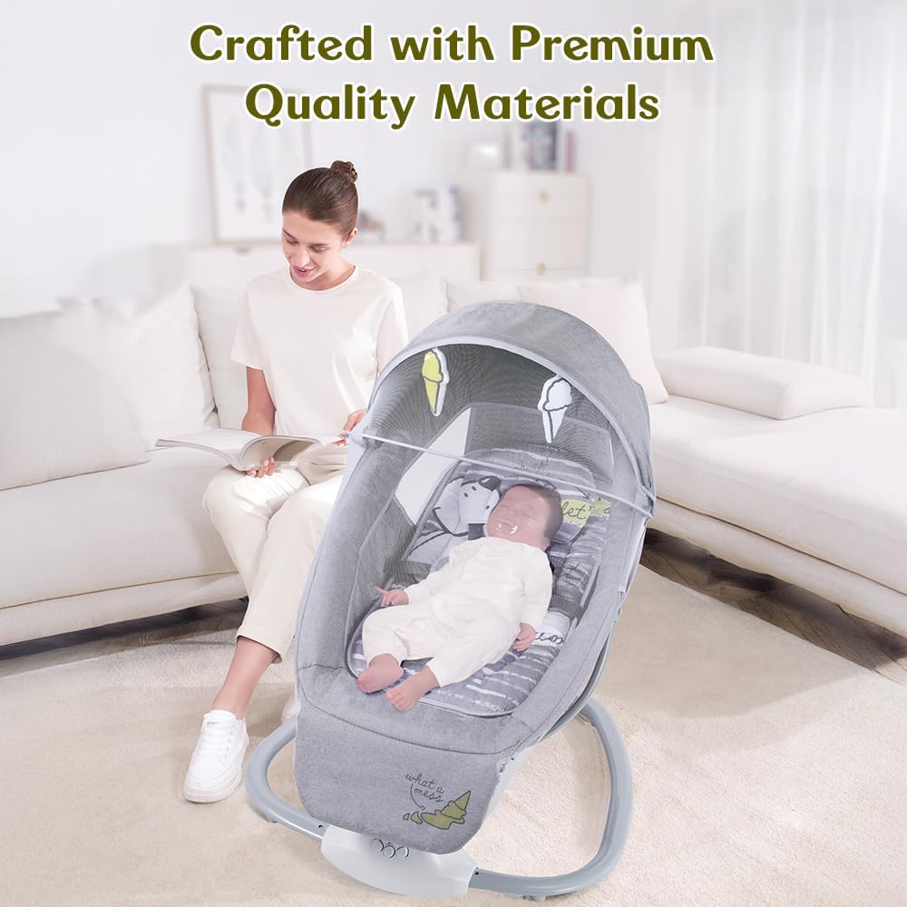 StarAndDaisy X Mastela 3 in 1 Swing Rocker Automatic for New Born Baby 0 to 18 Month Girl & Boy with 4- Swing Modes, Multi Backrest Adjustment - Ice Cream