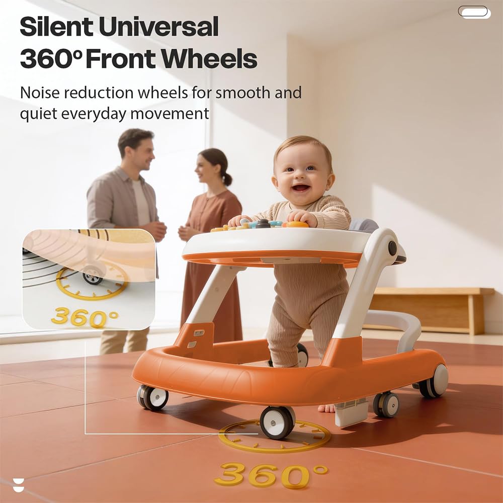 StarAndDaisy Baby Walker for 6-18 Month Baby Boy & Girl/Height Adjustment, Speed Control/Baby Walker for Kids with Safety Wheels and Comfortable Seat (Wiggle W-Orange)