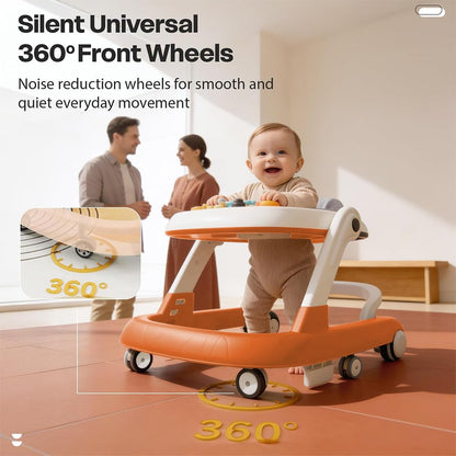 StarAndDaisy Baby Walker for 6-18 Month Baby Boy & Girl/Height Adjustment, Speed Control/Baby Walker for Kids with Safety Wheels and Comfortable Seat (Wiggle W-Orange)