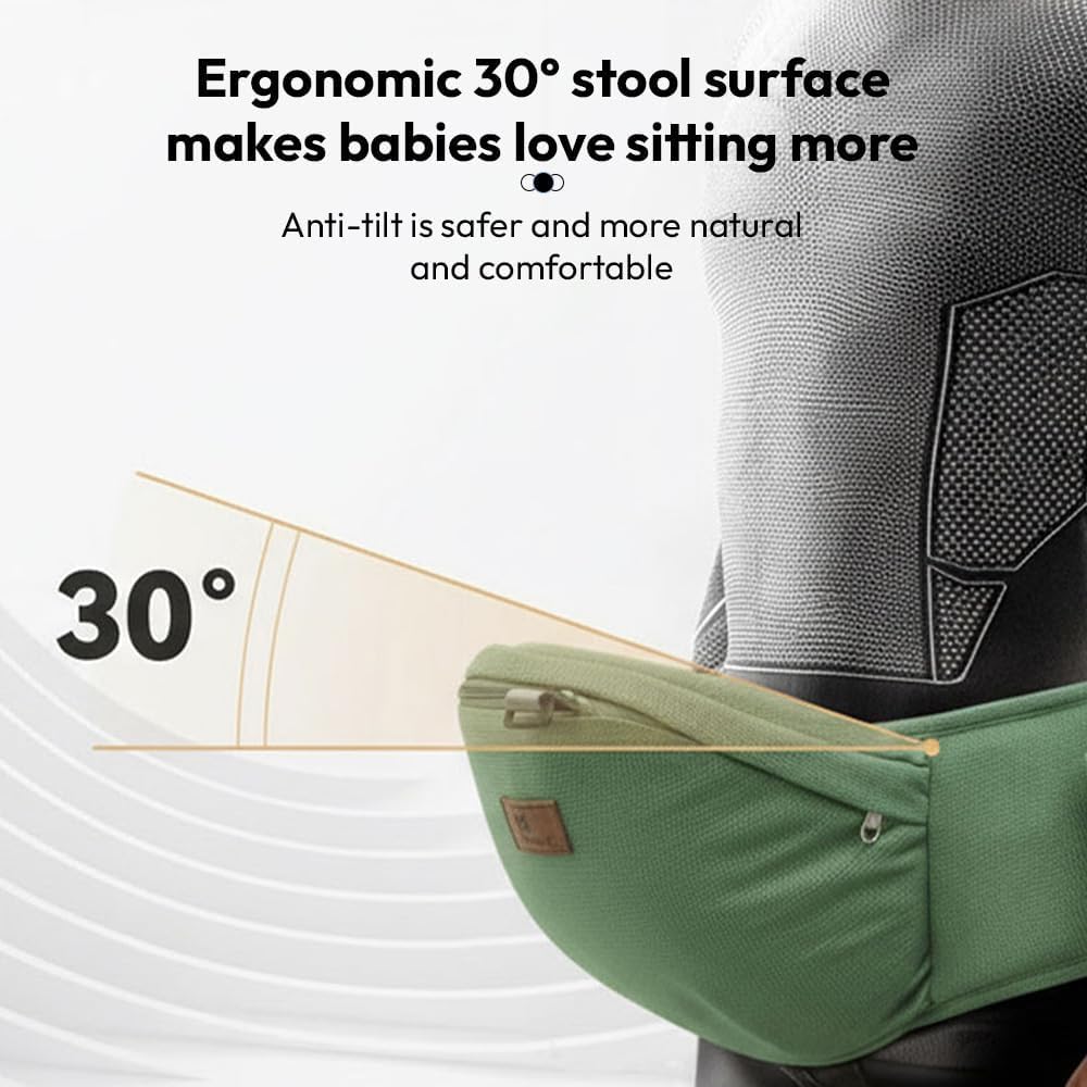 StarAndDaisy 4-in-1 Baby Carrier for 0 to 3 Year Baby/Kangaroo Bag with Comfortable Soft Hip Seat/Baby Carrier - 4 Carrying Positions, 2 Storage Pockets (Green)