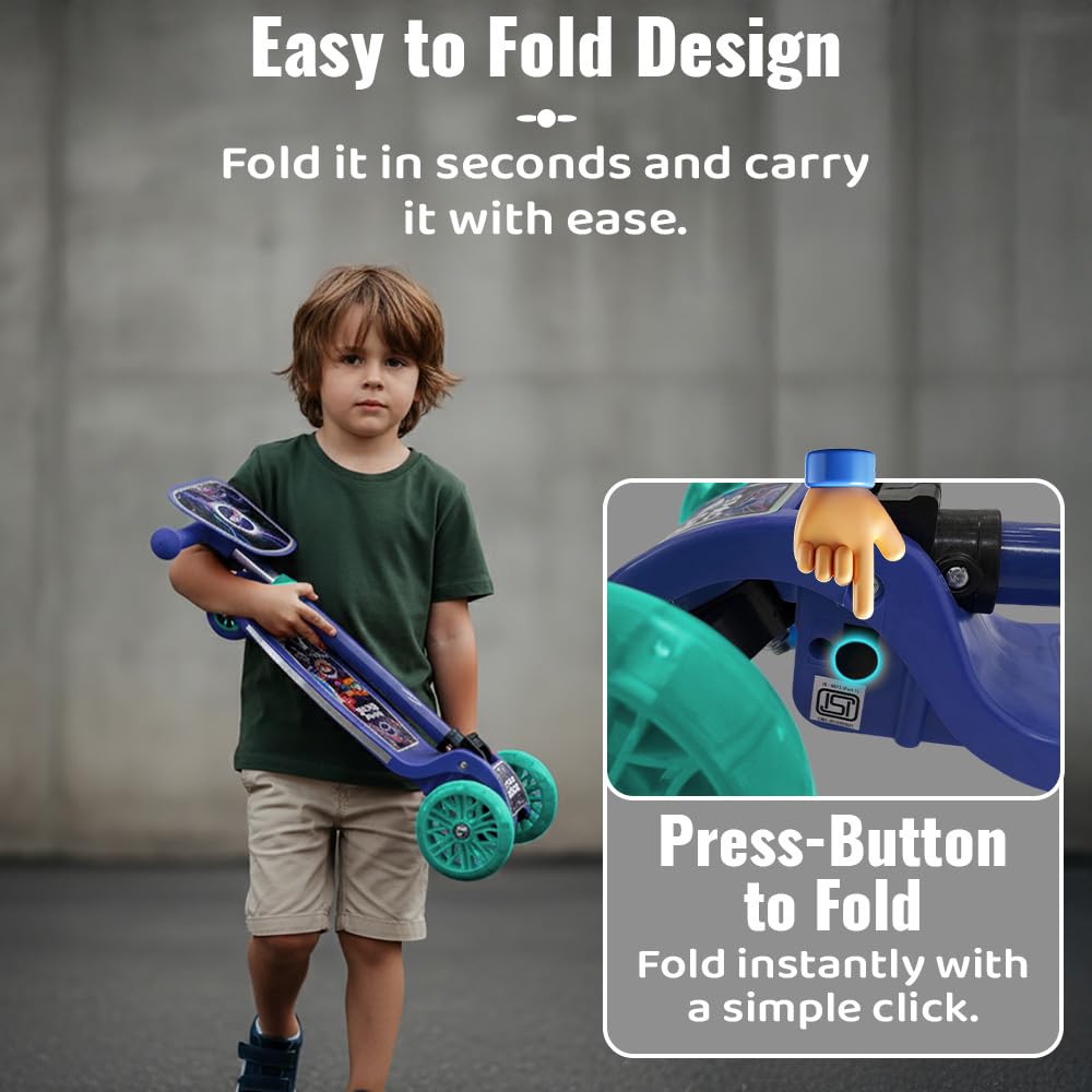 StarAndDaisy X NASA Kick Scooter for Kids 3+ Years, Foldable Skate Scooter for Children Girls & Boys with Multi-Level Height Adjustment, LED Wheels & Brakes -(Officially Licensed) (Blue)