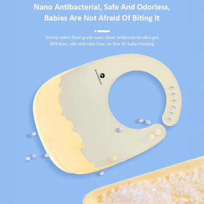 StarAndDaisy Reusable Silicone Baby Bib with Adjustable Buttons for Mess-Free Feeding, Weaning, and Easy Cleaning and Waterproof. (PACK OF 2-YELLOW)