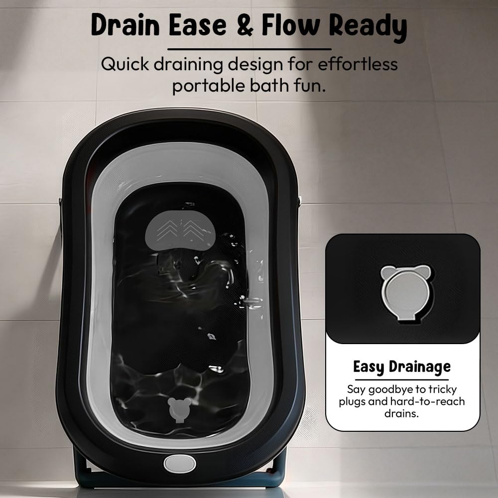 StarAndDaisy Baby Bath Tub for 0 to 5 Years/Bath Tub for Kids 0-3 Years, Tub for Girls & Boys with oldable Legs, Easy to Store -Black