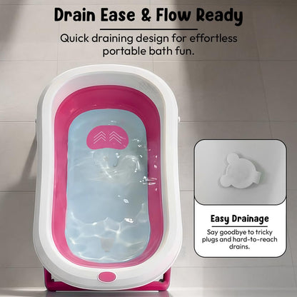 StarAndDaisy Baby Bath Tub for 0 to 5 Years/Bath Tub for Kids 0-3 Years, Tub for Girls & Boys with Foldable Legs, Easy to Store -Pink