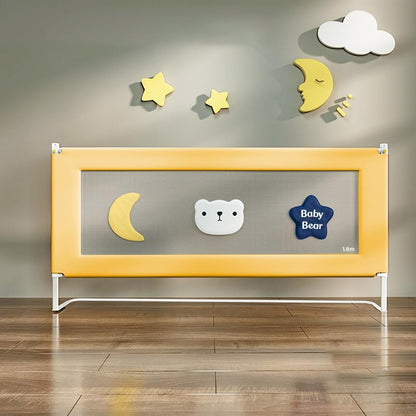 StarAndDaisy Bed Guard Rail for Baby/Kids with U-Full Body Support Frame, Height Adjustable/Portable Single Side Bed Rail for Toddler's Safety (Embroidered Yellow - 1.8M)