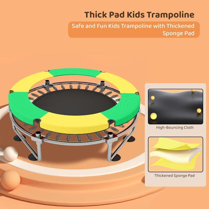 StarAndDaisy Trampoline for Kids at Home with Safety Net/Indoor & Outdoor Trampoline for Adults-120KG Loading Capacity with Stainless Steel Frame & Legs (Yellow-Blue)
