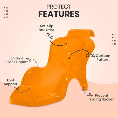 StarAndDaisy Baby Bather/Bath Chair Seat for New Born 0-12 Month Super Comfortable & Non-Slip Bathing Chair (Orange)