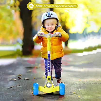 StarAndDaisy Kick Scooter for Kids 3-12 Boys & Girls / 3 Wheel Skating Scooter Boys & Girls with Pu Light Up LED Wheels/Skating Scooter 5 Level Adjustable Height and Easy to Fold (Grey-Yellow)
