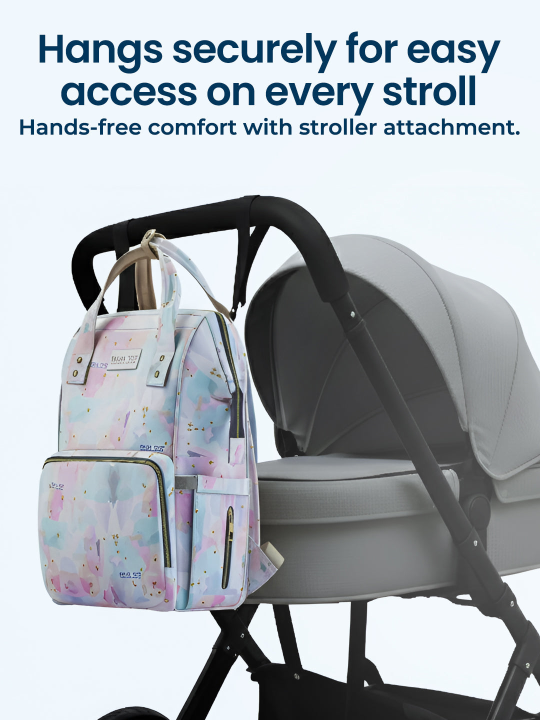 Polka Tots Stylish Multifunctional Rainbow Diaper Bag For Mothers Travel With Pouch  - Pink