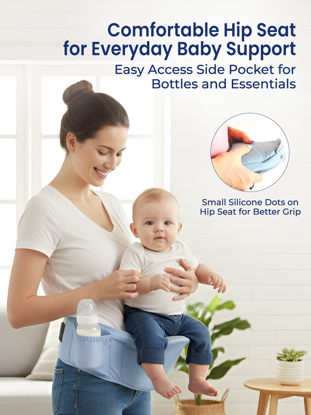 Polka Tots 6 in 1 Blue Baby Carrier with Detachable Hip Seat