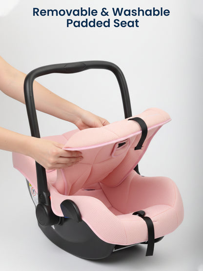 Polka Tots 5-In-1 Baby Car Seat Carry Cot With Canopy Feeding Seat 0 To 15 Months  - Pink