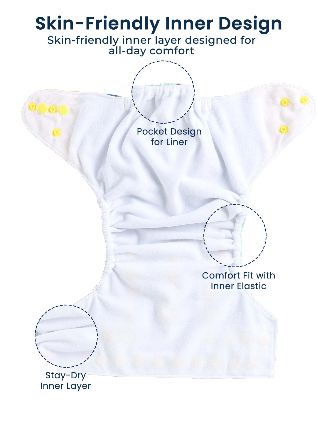 Polka Tots  Reusable & Washable Fleece Cloth Diapers with 1 Liner, Traditional Print