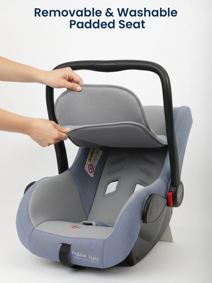 Polka Tots 5-In-1 Baby Car Seat Carry Cot With Canopy Feeding Seat 0 To 15 Months - Blue