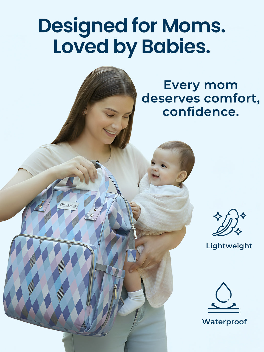 Polka Tots Diaper Bag Large Capacity With 17 Pockets For Moms & Dads - Checks