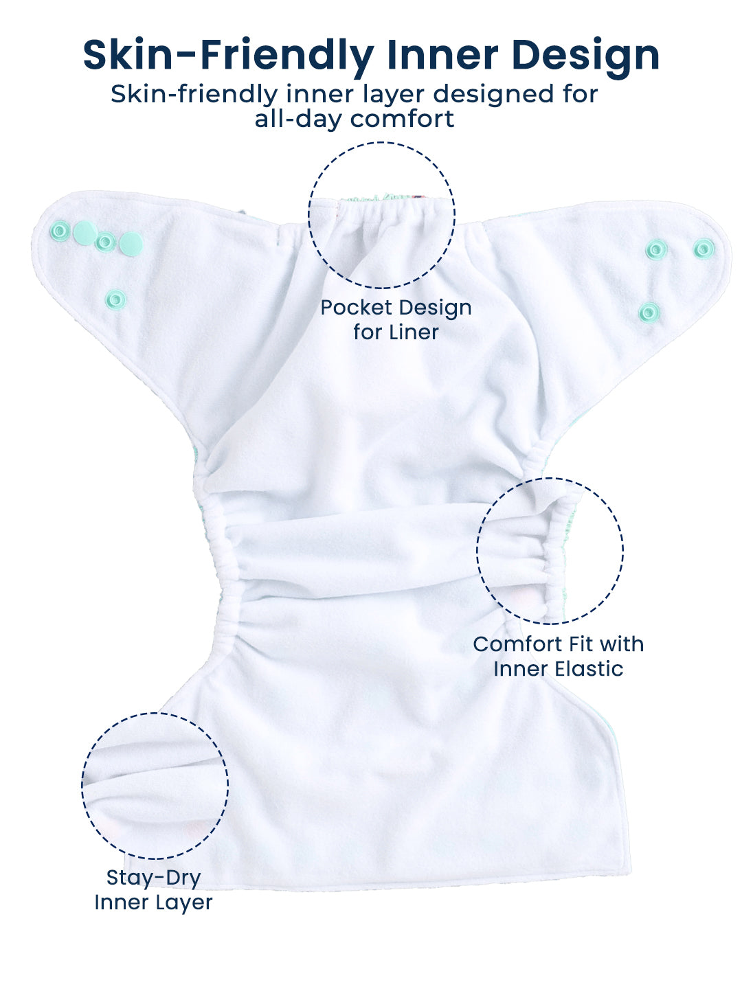 Polka Tots  Reusable & Washable Fleece Cloth Diapers with 1 Liner, Sheep Print