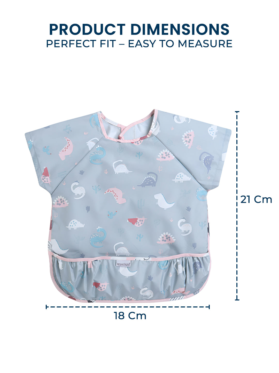 Polka Tots Waterproof Half Sleeves Apron Feeding Bibs for Baby Dino Print