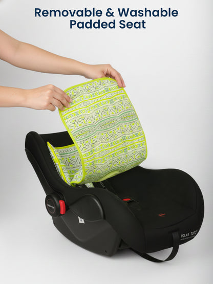 Polka Tots 5-In-1 Baby Car Seat Carry Cot With Canopy Feeding Seat 0 To 15 Months - Green