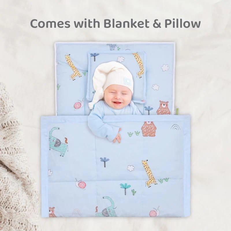 R for Rabbit Snuggy Cozy Baby Bedding With Blanket & Pillow And Odour Free Sky Blue