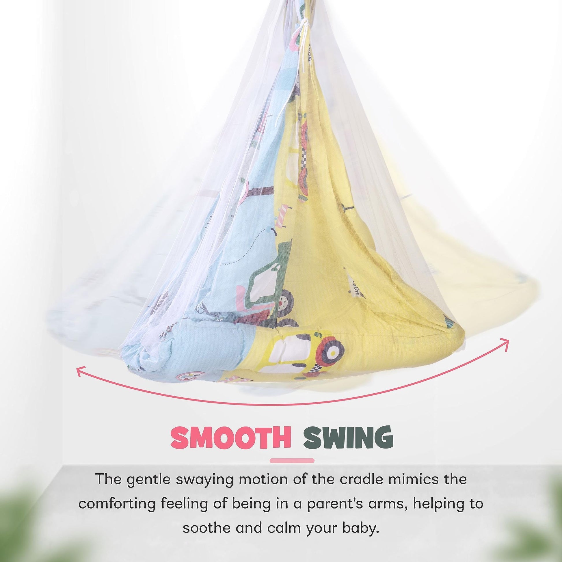 BAYBEE Cotton New Born Hanging Sleep Swing Cradle/Jhula/Jhoola/Baby Bedding with mosquito net and Spring Set for 0 to 12 Months Baby Boys and Girls