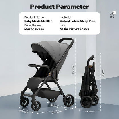 StarAndDaisy Stroller for Baby Boy Girl 0 to 5 Years/Foldable Baby Stroller Light Weight with Multi-Level Seat Recline, 5 Point Safety Belt, Pram for Kids-Grey