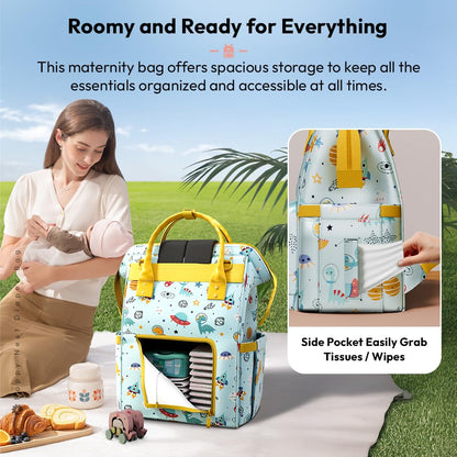 StarAndDaisy Diaper Bag for Mothers for Travel/Diaper Bag, 28L Waterproof Baby Bag for Mother Travel with 15 Multipurpose Pockets