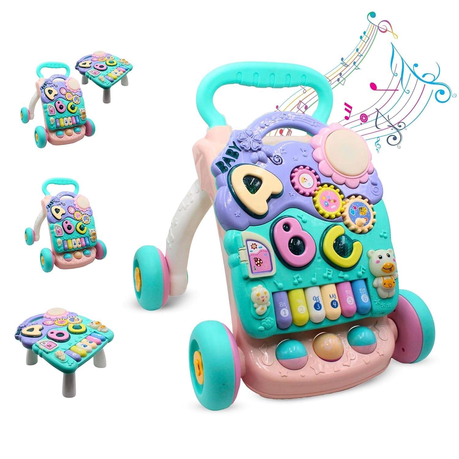 Uonibaby by StarAndDaisy Baby Multiactivity Push Walker with Doodle, for Infants & Toddlers Touch Senser, Educational Elements and Stable & Safe Design