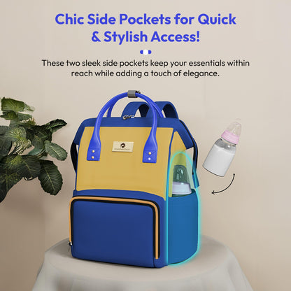 StarAndDaisy Diaper Bag for Mothers for Travel / 30L Lightweight Maternity Bag with 3 Insulated Bottle Pockets/Baby Bag for Mother Travel & Diaper Bag for Baby – Blue Yellow