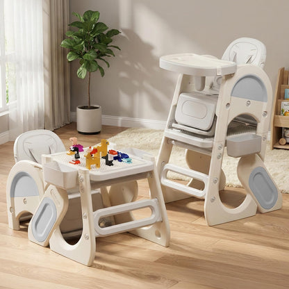 StarAndDaisy Baby high Chair for Baby Feeding Chair for 0 to 5 Years with Removable Tray, Convertible Baby High Chair to Study Table & Chair Set, 5-Point Safety Belt, Multi Backrest Position -Grey