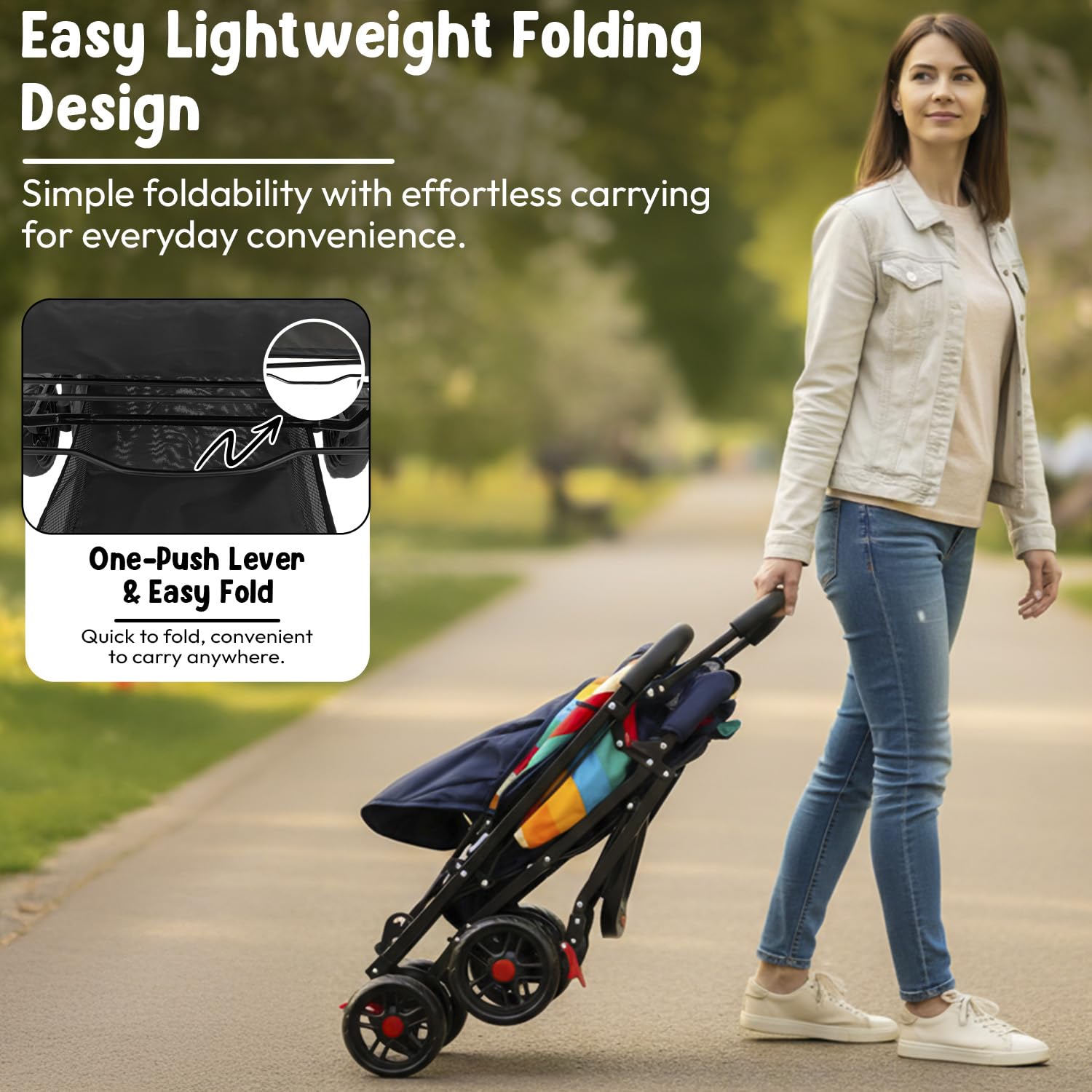 StarAndDaisy Baby Stroller for 0–3 Years, Foldable Baby Stroller/Pram with Mosquito Net, Large Storage Basket, 5 Point Safety Harness