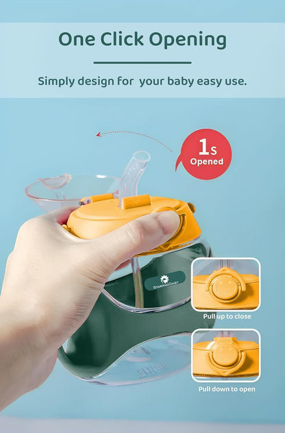 StarAndDaisy Premium Baby Sipper Bottle | Straw Sipper for Kids | Sippy Cup with Soft Silicone Straw BPA Free & Non Toxic for Baby or Kids of 12 Months-(350 ml, Green & Yellow)