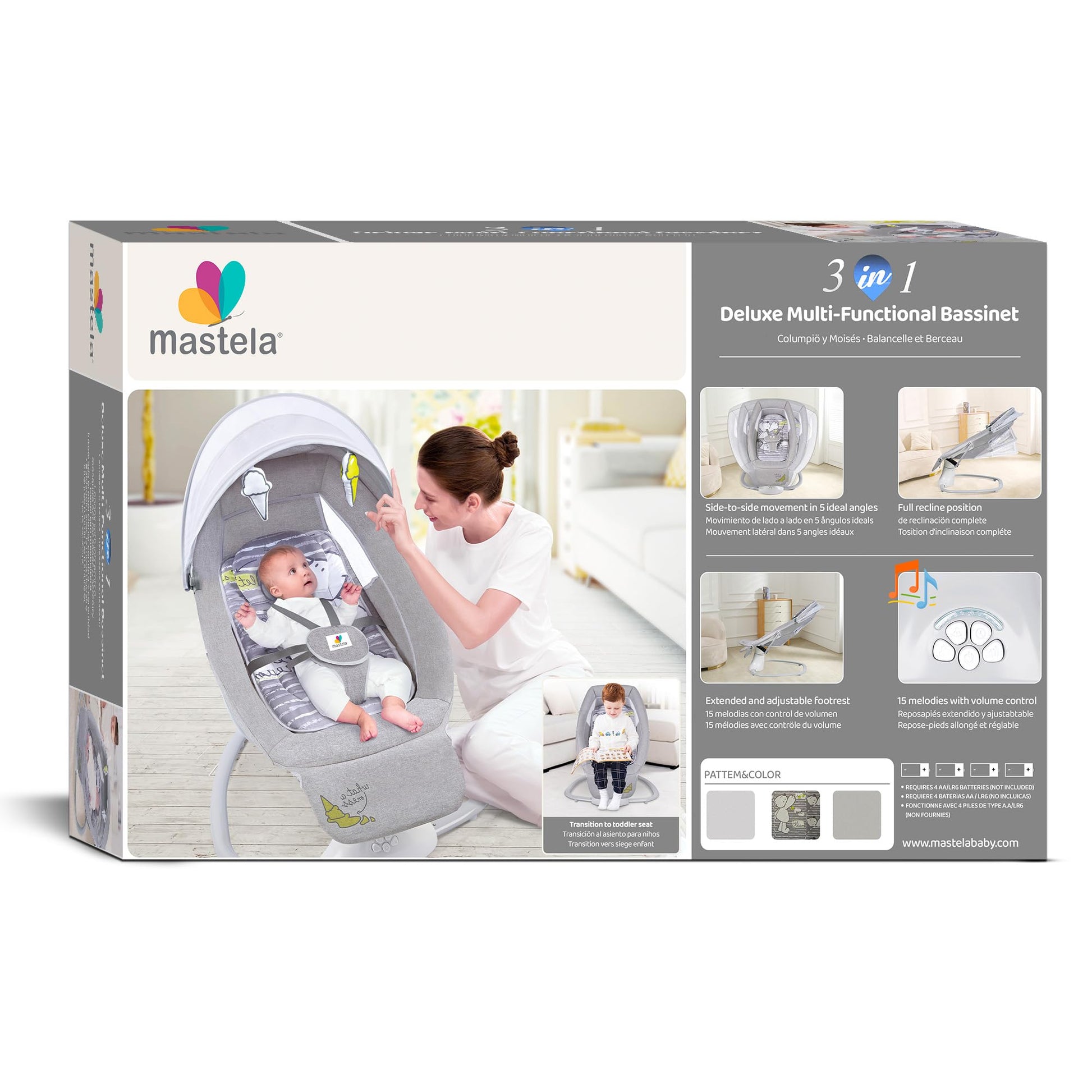 StarAndDaisy X Mastela 3 in 1 Swing Rocker Automatic for New Born Baby 0 to 18 Month Girl & Boy with 4- Swing Modes, Multi Backrest Adjustment - Ice Cream
