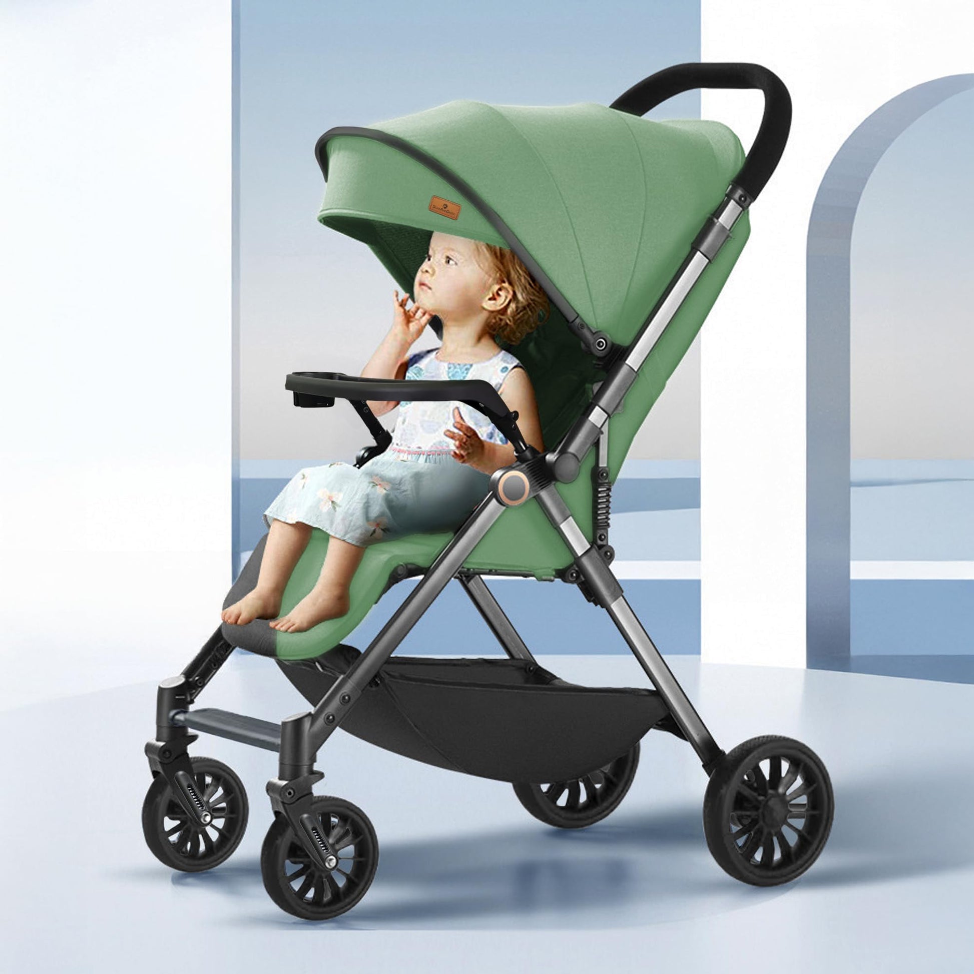StarAndDaisy Stroller for Baby Boy Girl 0 to 5 Years/Foldable Baby Stroller Light Weight with Multi-Level Seat Recline, 5 Point Safety Belt, Pram for Kids-Green