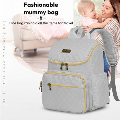 StarAndDaisy Baby Bag for Mother Travel/Maternity Bag with Multi-Compartments, Insulated Bottle Pockets with Changing Sheet, Waterproof 24L Capacity- Grey (Grey)