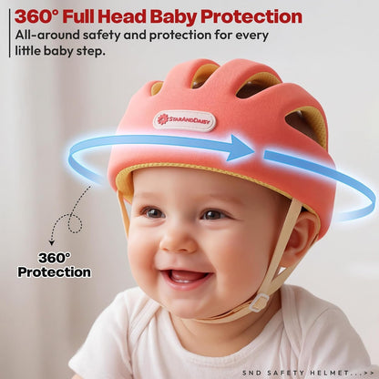 StarAndDaisy Baby Safety Helmet for Head Protection | Soft Cotton Baby Helmet with Cushion Padding | Adjustable Baby Head Protector for Crawling & Walking Toddlers -Apple Print