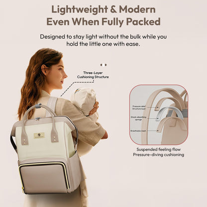 StarAndDaisy Diaper Bag for Mothers for Travel / 30L Lightweight Hospital Bag with 3 Insulated Bottle Pockets/Baby Bag for Mother Travel & Diaper Bag for Baby – Brown Beige