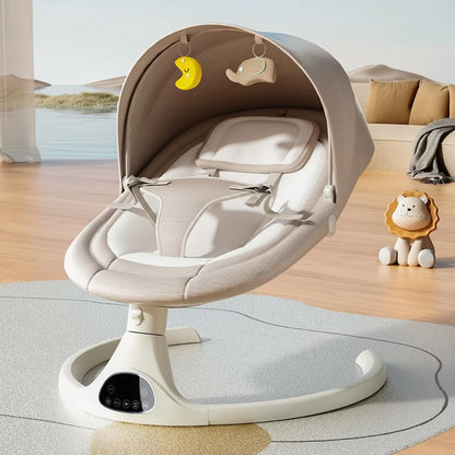 StarAndDaisy baby rockers for 0 to 2 years, Baby Multi functionalrocking chair / rocker for babies, Infants & Toddler with 5-level Automatic Swing & Bouncer/ cradle with touch panel & hanging toys - Beige