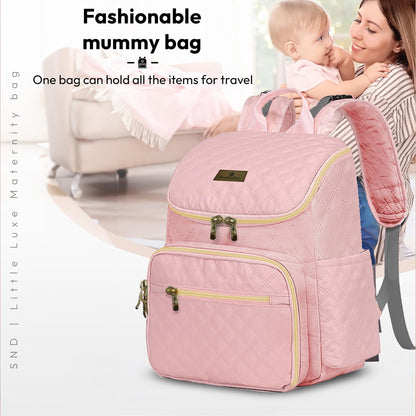 StarAndDaisy Baby Bag for Mother Travel/Maternity Bag with Multi-Compartments, Insulated Bottle Pockets with Changing Sheet, Waterproof 24L Capacity- Grey (Pink)