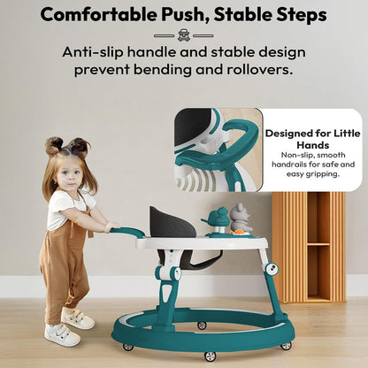 StarAndDaisy Baby Walkers for 9 Months+ Baby Boy Girl / 360° Walker for Kids with RGB Light, 7 Level Height Adjustment/Baby Walker with Switchable Food & Musical Toy Tray.
