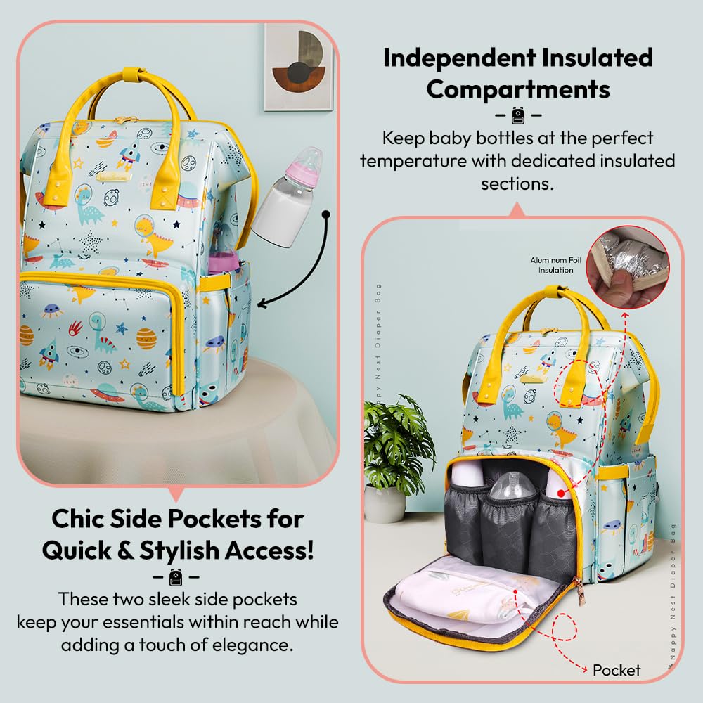 StarAndDaisy Diaper Bag for Mothers for Travel/Diaper Bag, 28L Waterproof Baby Bag for Mother Travel with 15 Multipurpose Pockets