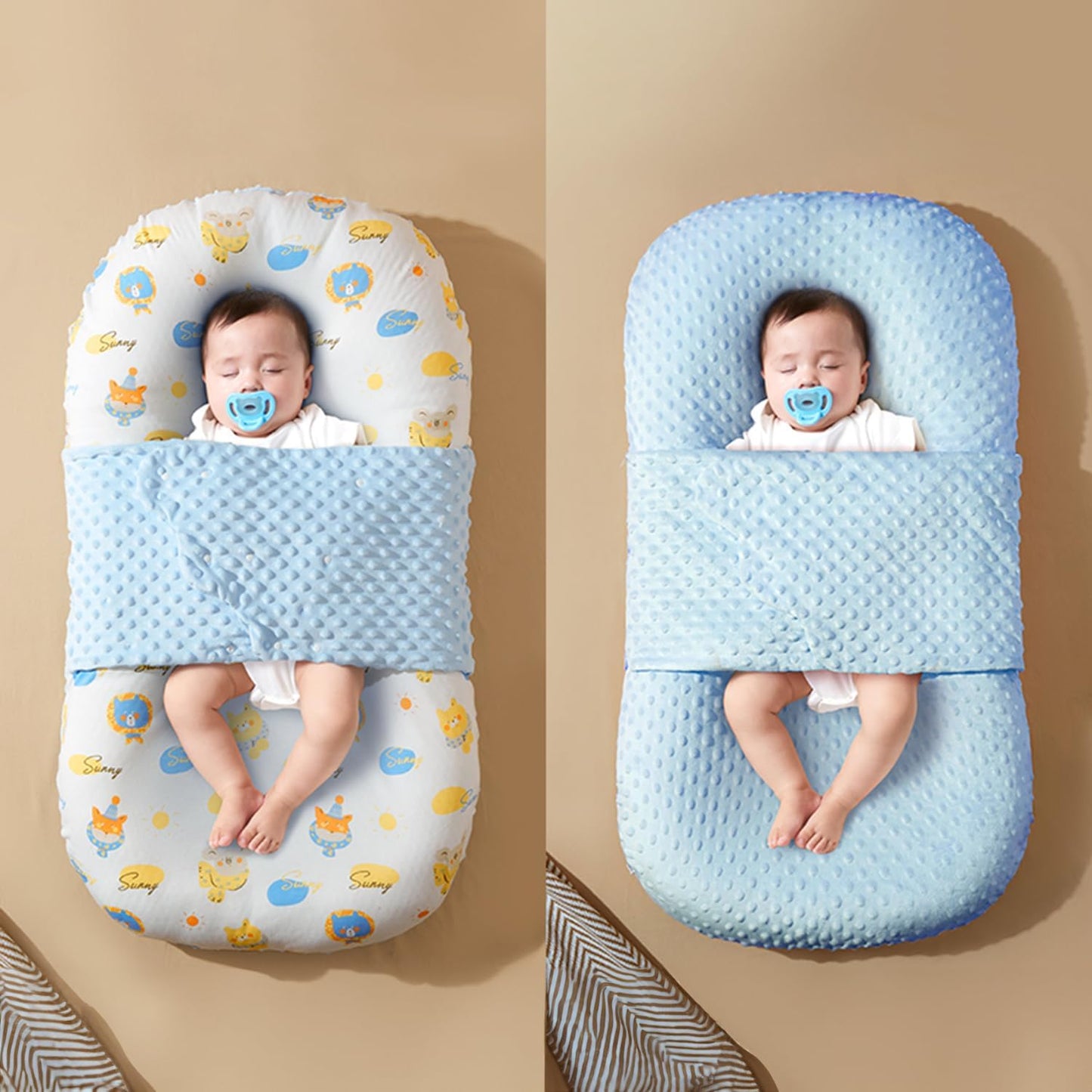 StarAndDaisy - Baby Lounger for Newborn - Baby Lounger Pillow - Soft 100% Cotton - Baby Nest - Infant Lounger -Wrap Baby Pillow for Newborn - Newborn Lounger/Bassinet Mattress -Blue