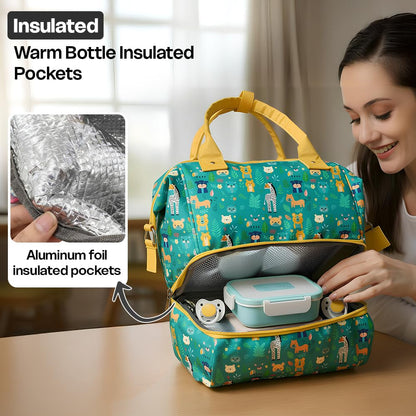 StarAndDaisy Baby Bag for Mothers Travel/Diaper Bags for Mom with Insulated Compartment/Diaper Bag for Mothers for Travel & Multiple Pockets, 12L Capacity- Jungle Print