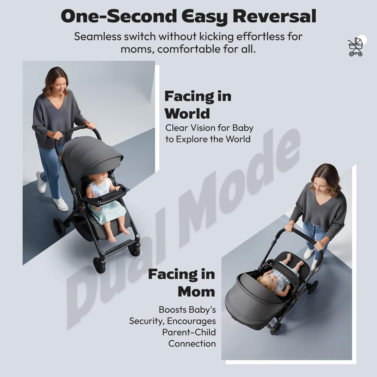 StarAndDaisy Stroller for Baby Boy Girl 0 to 5 Years/Foldable Baby Stroller Light Weight with Multi-Level Seat Recline, 5 Point Safety Belt, Pram for Kids-Grey